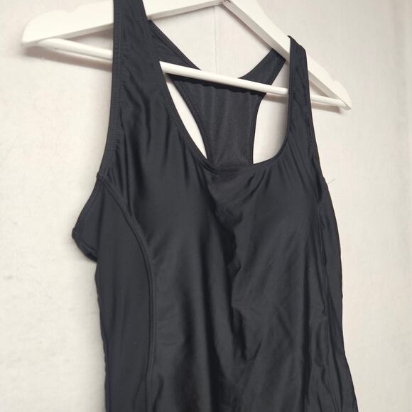 NWT Nicole Miller Black Racerback One Piece Swimsuit - Picture 2 of 10